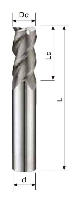 3 Flutes – Flat Endmill – Aluminum Use