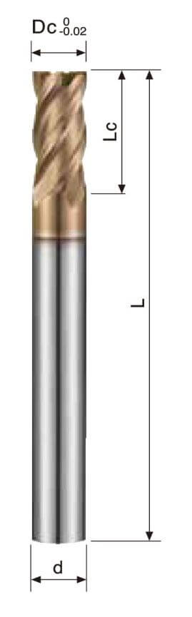 4 Flutes – Flat Endmill – Long Shank – Hard Material