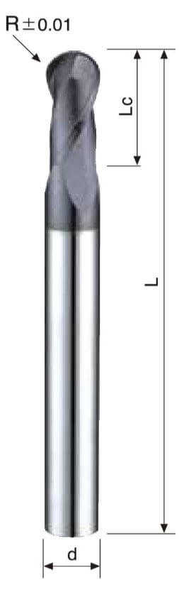 2 Flutes – Ball Endmill – Long Shank