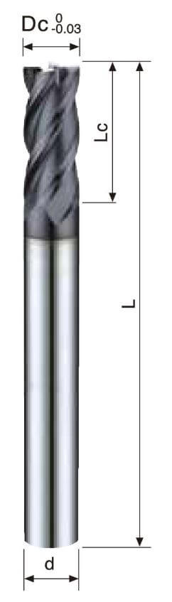 4 Flutes – Flat Endmill – Long Shank