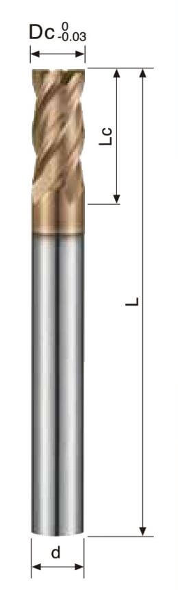 4 Flutes – Flat Endmill – Long Shank – Hard Material