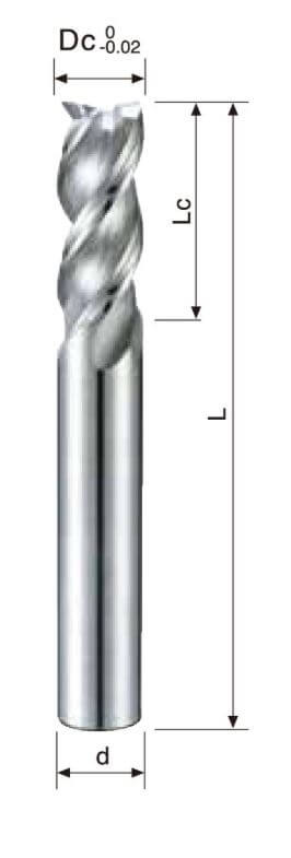 3 Flutes – Flat Endmill – Aluminum Use