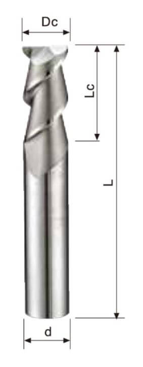 2 Flutes – Flat Endmill – Roughing – Aluminum Use