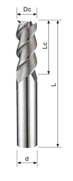 3 Flutes – Flat Endmill – Finishing – Aluminum Use