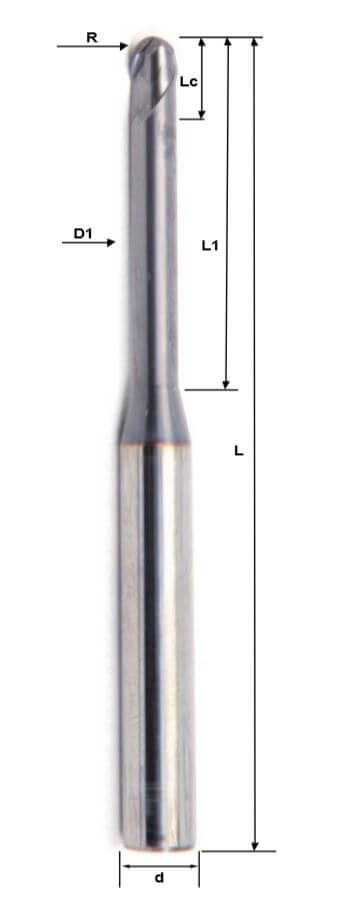 2 Flutes – Ball Endmill – Long Neck – Hard Material